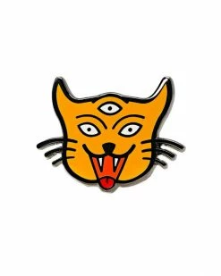 Mean Folk Enamel Pins + Buttons 3-Eyed Cat Pin