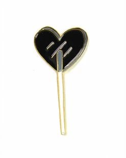 Tuesday Bassen Enamel Pins + Buttons Heart Lolli Pin - Black Liquorice