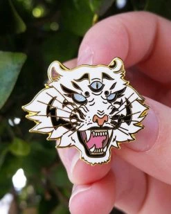 Ashlea Bechaz White Dream Tiger Pin Enamel Pins + Buttons