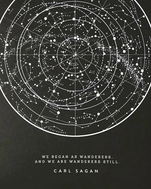 The Wild Wander Carl Sagan Wanderers Star Chart Screenprint Art Print (11" X 14") Indie Art Prints 2 The Wild Wander Carl Sagan Wanderers Star Chart Screenprint Art Print (11" X 14") Indie Art Prints