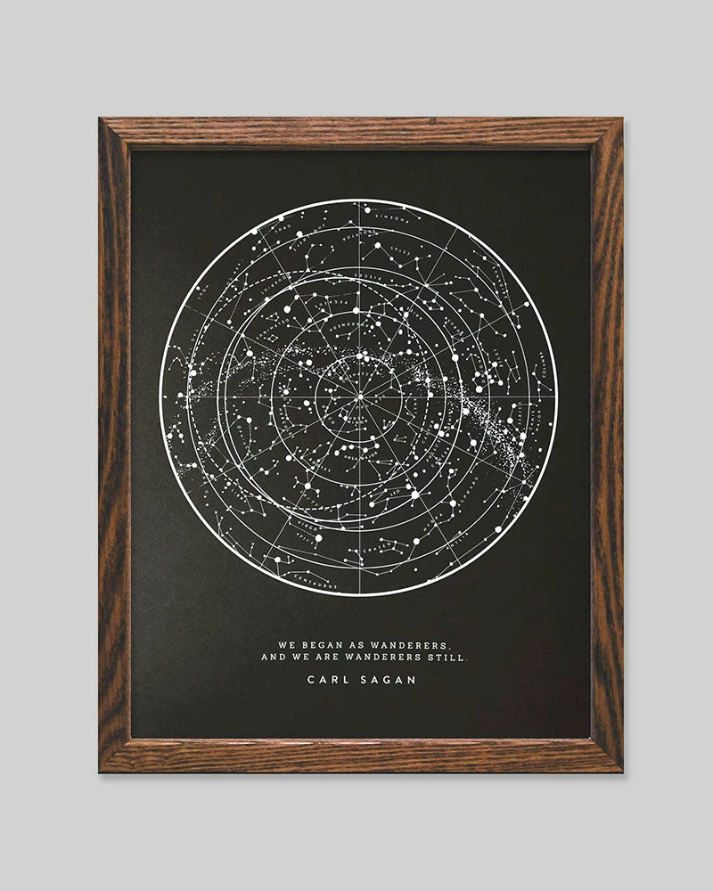 The Wild Wander Carl Sagan Wanderers Star Chart Screenprint Art Print (11" X 14") Indie Art Prints 3 The Wild Wander Carl Sagan Wanderers Star Chart Screenprint Art Print (11" X 14") Indie Art Prints
