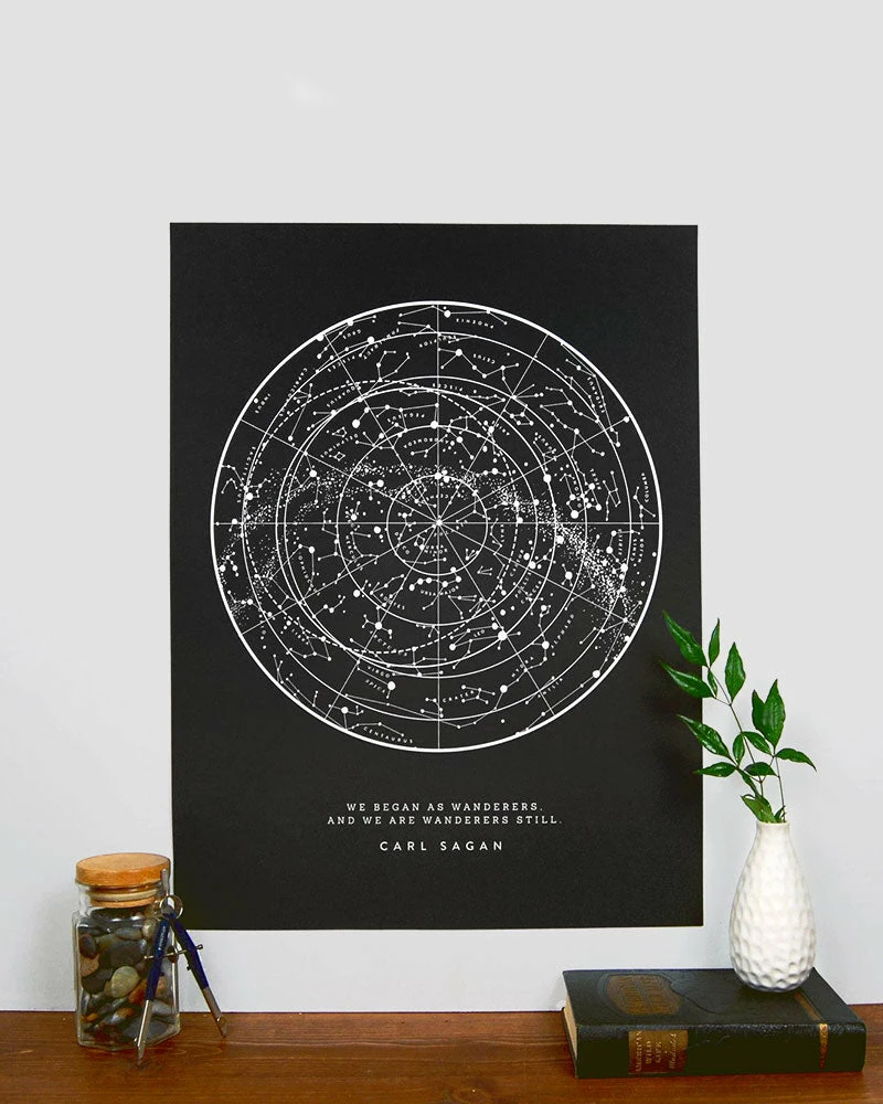 The Wild Wander Carl Sagan Wanderers Star Chart Screenprint Art Print (11" X 14") Indie Art Prints 4 The Wild Wander Carl Sagan Wanderers Star Chart Screenprint Art Print (11" X 14") Indie Art Prints