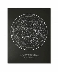 The Wild Wander Carl Sagan Wanderers Star Chart Screenprint Art Print (11" X 14") Indie Art Prints