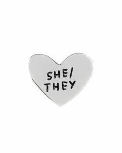Adam J. Kurtz She / They Gender Pronoun Heart Pin Pins + Patches