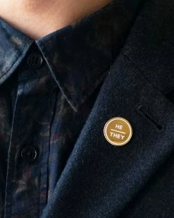 Gamut Pins He / They Gold Gender Pronoun Pin Pins + Patches