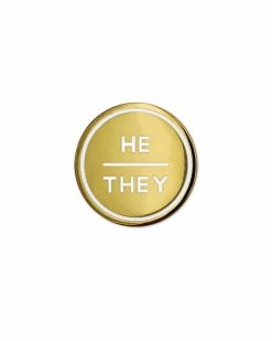 Gamut Pins He / They Gold Gender Pronoun Pin Pins + Patches