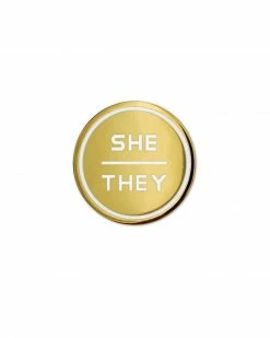 Gamut Pins Pins + Patches She / They Gold Gender Pronoun Pin