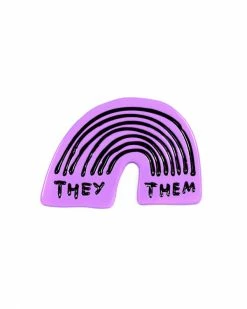 Adam J. Kurtz Enamel Pins + Buttons They / Them Rainbow Pin