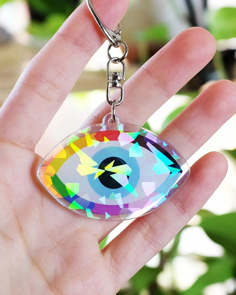 Bianca Designs Queer Evil Eye Pride Holographic Keychain 2 Bianca Designs Queer Evil Eye Pride Holographic Keychain