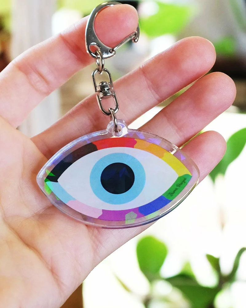 Bianca Designs Queer Evil Eye Pride Holographic Keychain 3 Bianca Designs Queer Evil Eye Pride Holographic Keychain