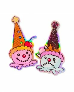 Sara M. Lyons Clown Ice Cream Cones Holographic Stickers (Set Of 2)