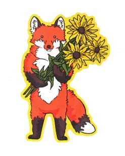 Quiet Tide Goods Accessories Fox With Flowers Sticker