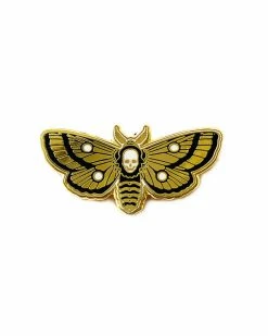 Strike Gently Co. Death's Head Moth Pin Enamel Pins + Buttons