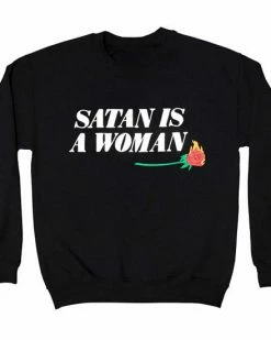 Rosehound Apparel Satan Is A Woman Unisex Crewneck Sweatshirt Graphic Tees + Long Sleeves