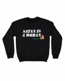 Rosehound Apparel Satan Is A Woman Unisex Crewneck Sweatshirt Graphic Tees + Long Sleeves