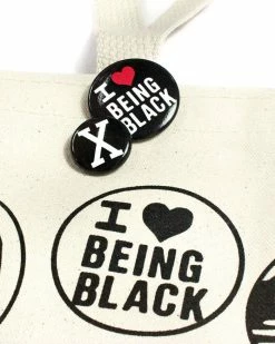 All Very Goods Bags + Pouches Black Power Buttons Tote Bag W/ Inside Pocket (Limited Edition)
