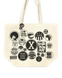All Very Goods Bags + Pouches Black Power Buttons Tote Bag W/ Inside Pocket (Limited Edition)