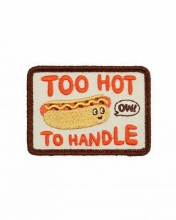 Lucky Horse Press Embroidered Patches Too Hot To Handle Hot Dog Patch