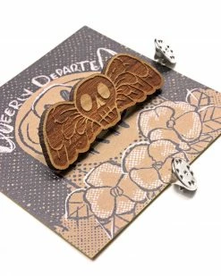 Queerly Departed Death's Head Wooden Pin Pins + Patches