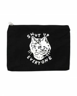 Stay Home Club Bags + Pouches Shut Up Everyone Cat Zip Pouch
