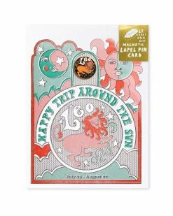 Yellow Owl Workshop Leo - Astrology Birthday Card + Pin Combo Pins + Patches