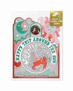 Yellow Owl Workshop Pins + Patches Sagittarius - Astrology Birthday Card + Pin Combo
