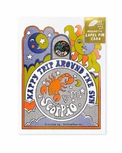 Yellow Owl Workshop Scorpio - Astrology Birthday Card + Pin Combo Pins + Patches